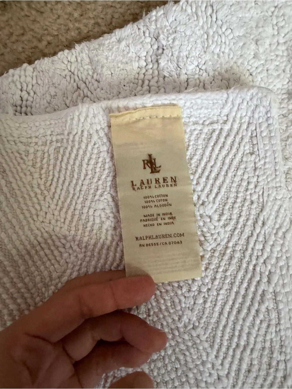 Lauren Ralph Lauren White Chenille Bath Mats - Pair